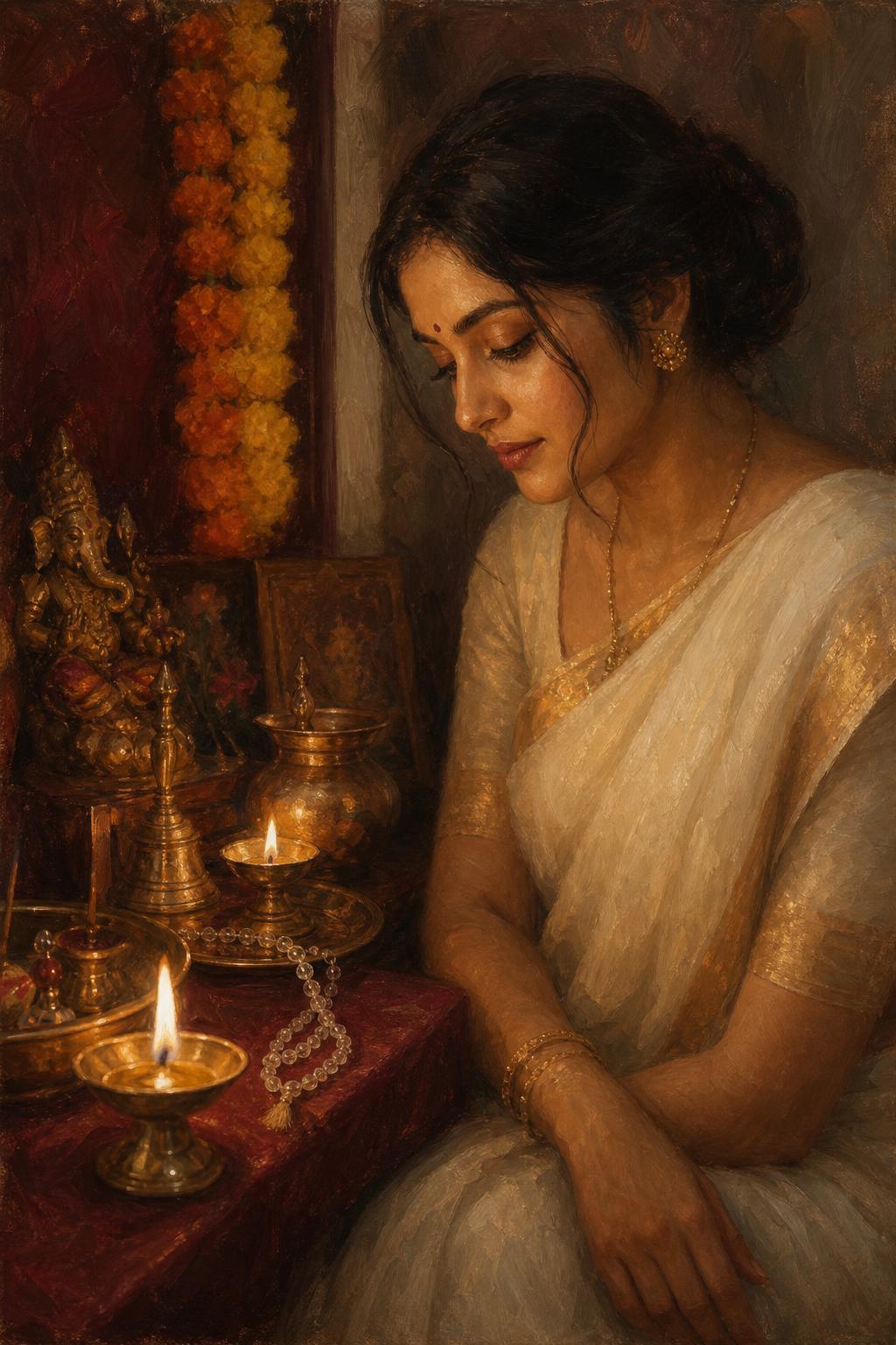 Riya Kapoor, founder of Aurva, in a Mumbai altar setting